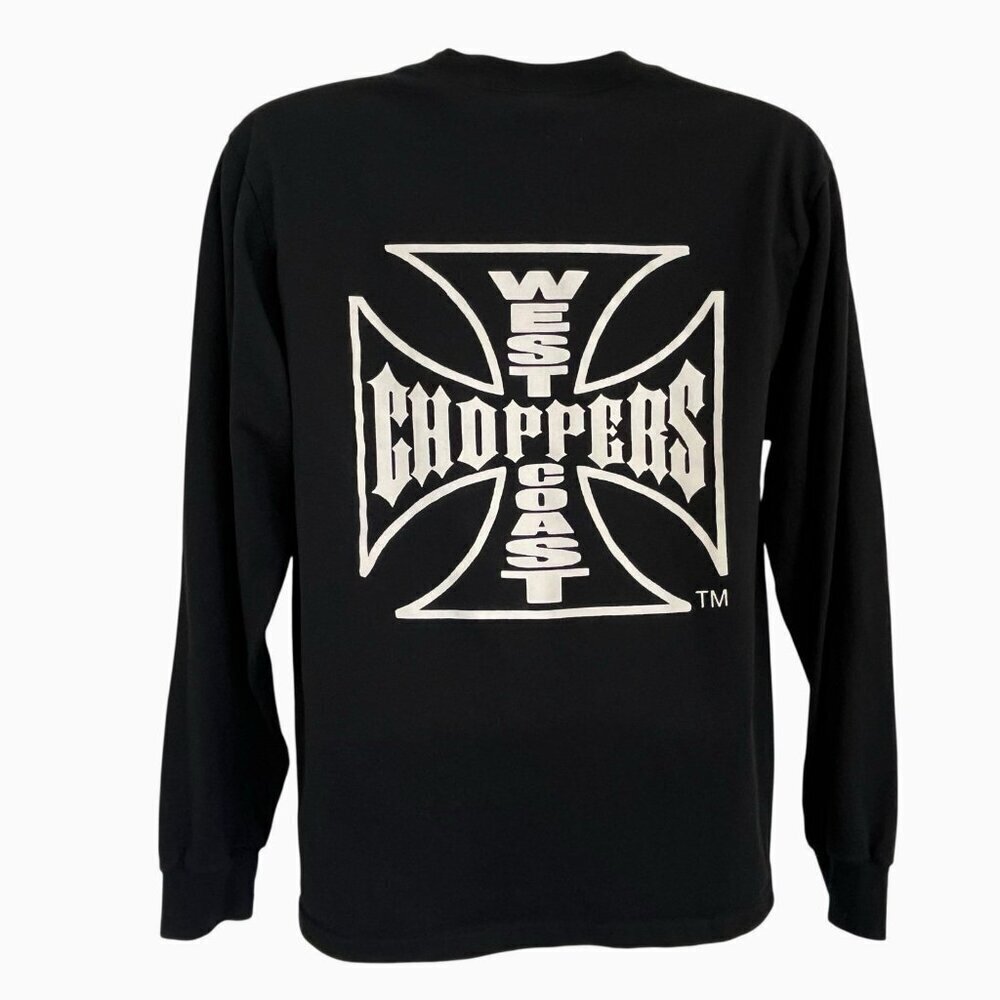 Vtg West Coast Choppers Long Sleeve T-Shirt Black L Jesse James Iron Cross Logo